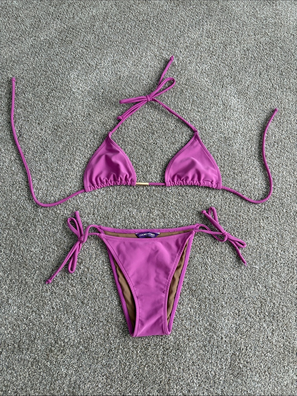 CIA MARITIME Women's Magenta Tie-Side Triangle Bikini - Medium